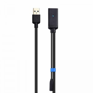 USB 3.0 förlängningskabel En manlig till en kvinnlig signalförstärkare Repeterarkabel med 5V / 2A nätadapter